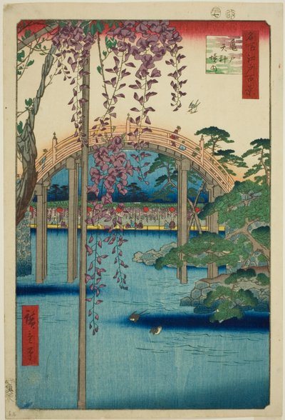 Recintos del Santuario Kameido Tenjin, de la serie "Cien vistas famosas de Edo" de Utagawa Hiroshige
