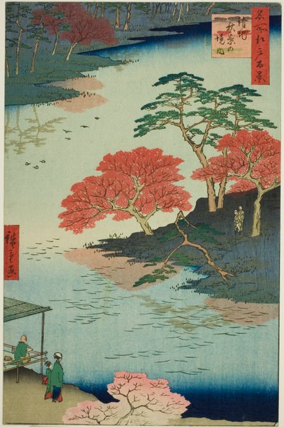 Recintos del Santuario Akiba, Ukeji (Ukeji Akiba no keidai), de la serie "Cien vistas famosas de Edo (Meisho Edo hyakkei)" de Utagawa Hiroshige