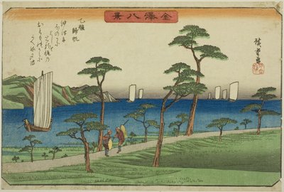 Velas de Regreso en Otomo, de la serie "Ocho Vistas de Kanazawa" de Utagawa Hiroshige