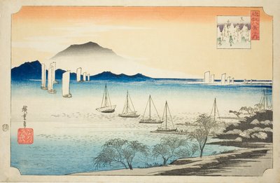 Velas de regreso en Yabase (Yabase no kihan), de la serie "Ocho vistas de Omi (Omi hakkei no uchi)" de Utagawa Hiroshige