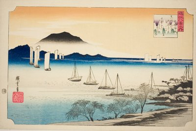 Velas de regreso en Yabase (Yabase no kihan), de la serie "Ocho vistas de Omi (Omi hakkei no uchi)" de Utagawa Hiroshige
