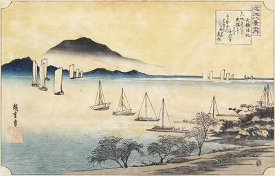Velas que Regresan en Yabase, c. 1834 de Utagawa Hiroshige