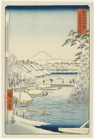 Ribera de Sukiya en la capital oriental, abril de 1858 de Utagawa Hiroshige