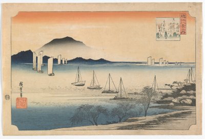 Veleros regresando a Yabase, período Edo, principios de la década de 1830 de Utagawa Hiroshige
