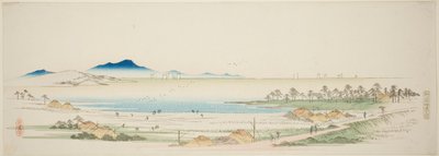 Playa de sal en Gyotoku (Gyotoku shiohama no zu), de una serie sin título de vistas famosas de los suburbios de Edo de Utagawa Hiroshige