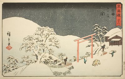 Seki—No. 48, de la serie "Cincuenta y tres estaciones del Tokaido (Tokaido gojusan tsugi)," también conocida como el Reisho Tokaido de Utagawa Hiroshige