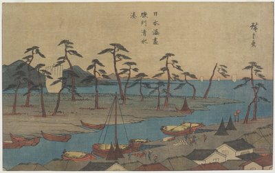 Puerto de Shimizu en la provincia de Suruga, c. 1840-1843 de Utagawa Hiroshige