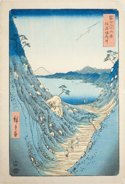 Paso Shiojiri en la provincia de Shinano, de la serie "Treinta y seis vistas del monte Fuji" de Utagawa Hiroshige