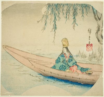 Bailarina Shirabyoshi en el barco Asazuma de Utagawa Hiroshige