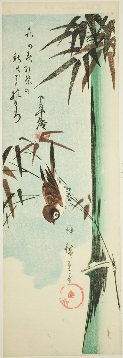 Gorrión y bambú de Utagawa Hiroshige