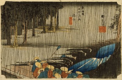 Lluvia primaveral en Tsuchiyama de Utagawa Hiroshige