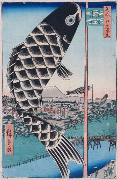Puente Suido y Surugadai, Cien vistas famosas de Edo, 1856-1858 de Utagawa Hiroshige