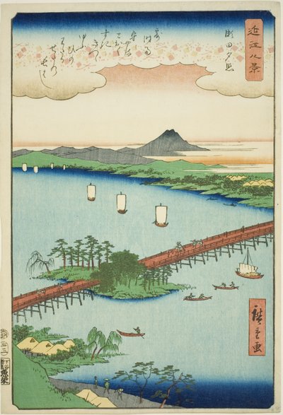 Brillo del Atardecer en Seta (Seta sekisho), de la serie "Ocho Vistas de Omi (Omi hakkei)" de Utagawa Hiroshige