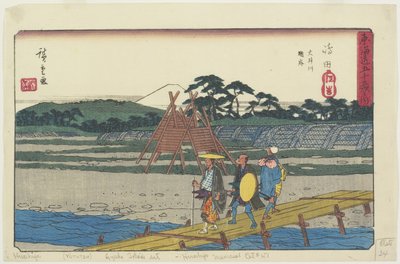 Banco Suruga del río O_i en Shimada, 1841-1842 de Utagawa Hiroshige