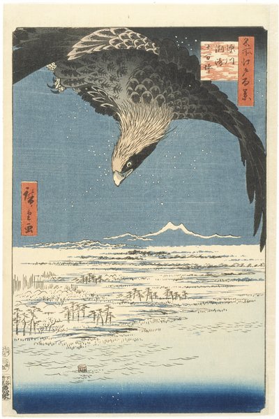 Susaki y la llanura de Jmantsubo cerca de Fukagawa de la serie Cien vistas famosas de Edo, 1857 de Utagawa Hiroshige