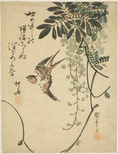 Golondrina y glicinia de Utagawa Hiroshige