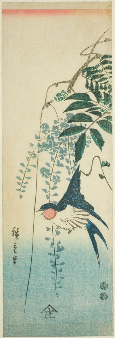 Golondrina y glicinia de Utagawa Hiroshige