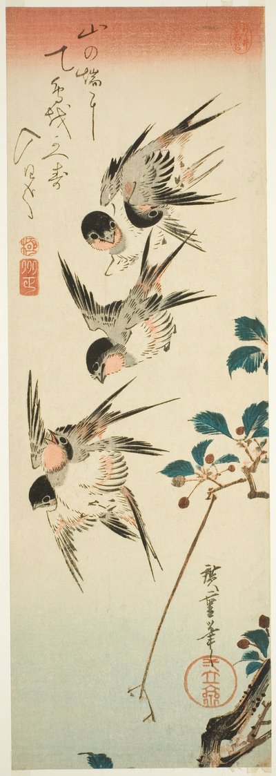 Golondrinas y Flores de Cerezo de Utagawa Hiroshige