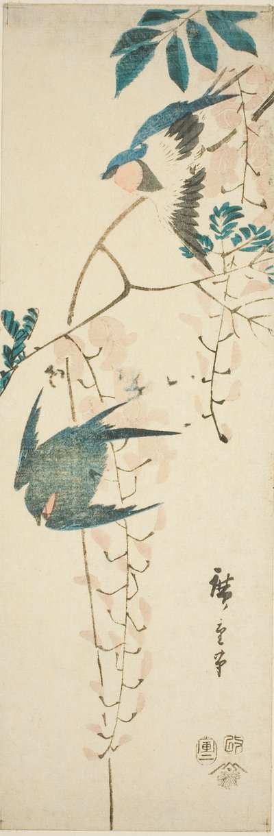Golondrinas y Glicinas de Utagawa Hiroshige