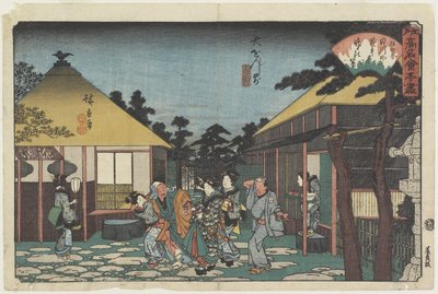 Tagawaya frente al templo O_onji, c. 1835-1842 de Utagawa Hiroshige