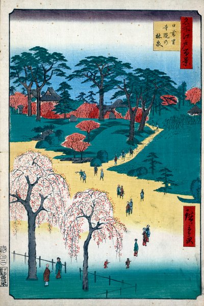 Jardines del Templo en Nippori Cien vistas famosas de Edo de Utagawa Hiroshige