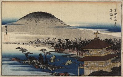 Templo del Pabellón Dorado, c. 1843 de Utagawa Hiroshige