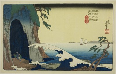 La cueva en Enoshima en la provincia de Sagami, de la serie "Lugares famosos de Japón" de Utagawa Hiroshige