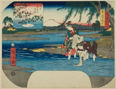 El río joya de Chofu en la provincia de Musashi (Musashi Chofu) y el río joya de Noji en la provincia de Omi (Omi Noji no Tamagawa), de la serie "Seis ríos joya en varias provincias (Shokoku Mu Tamagawa)" de Utagawa Hiroshige