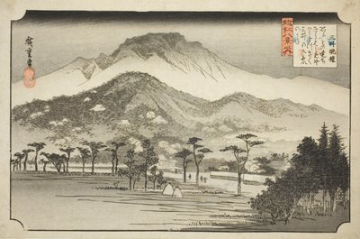 La campana vespertina en Miidera (Mii no bansho), de la serie "Ocho vistas de la provincia de Omi (Omi hakkei no uchi)" de Utagawa Hiroshige