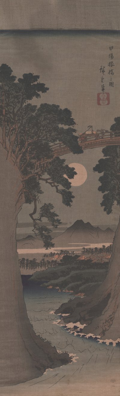 El Puente del Mono en la Provincia de Kai de Utagawa Hiroshige