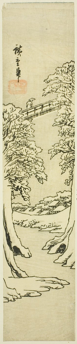 El puente del mono en invierno de Utagawa Hiroshige