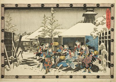 El ataque nocturno, parte 3: Misión cumplida, de la serie La venganza de los leales retenedores de Utagawa Hiroshige