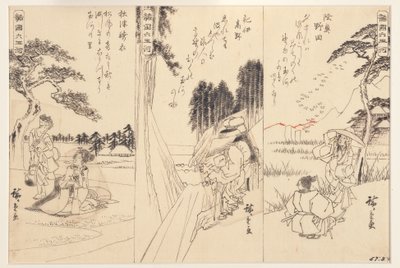 El río joya de Noda en Mutsu; El río joya de Koya en Kii; El río joya de Toi, 1838-43 de Utagawa Hiroshige