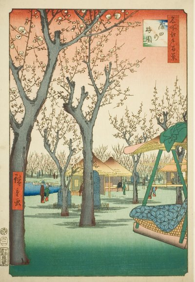 El huerto de ciruelos de Kamata (Kamata no umezono), nº 27 de la serie "Cien vistas famosas de Edo (Meisho Edo hyakkei)". de Utagawa Hiroshige
