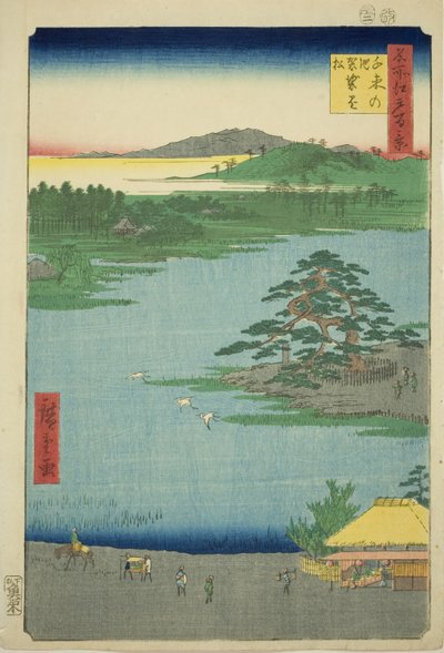 El pino colgante de Senzoku Pond, de la serie "Cien vistas famosas de Edo" de Utagawa Hiroshige
