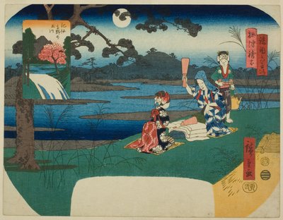 El río joya Toi en la provincia de Settsu (Settsu Toi) y el río joya Koya en la provincia de Kii (Kii Koya no Tamagawa), de la serie "Seis ríos joya en varias provincias (Shokoku Mu Tamagawa)" de Utagawa Hiroshige