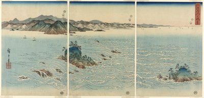 Los remolinos en el estrecho de Naruto, provincia de Awa (Awa Naruto no fukei) de Utagawa Hiroshige