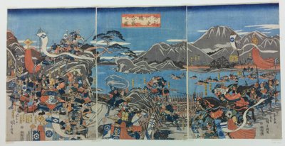 La batalla de Kawanakajima en la provincia de Shinano. de Utagawa Hiroshige