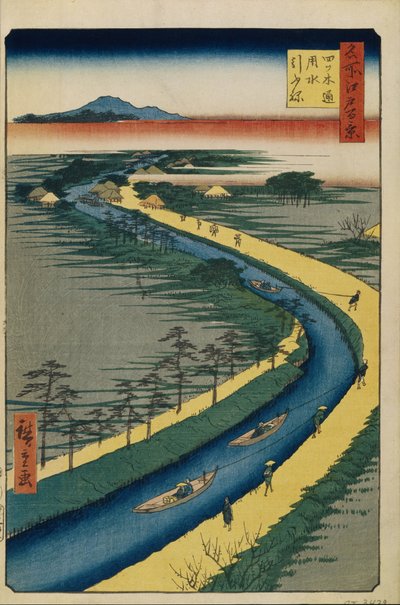 Remolcadores en el canal Yotsugi dori Cien vistas famosas de Edo de Utagawa Hiroshige