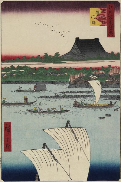 Templo Tsukiji, Teppo_zu, julio de 1858 de Utagawa Hiroshige