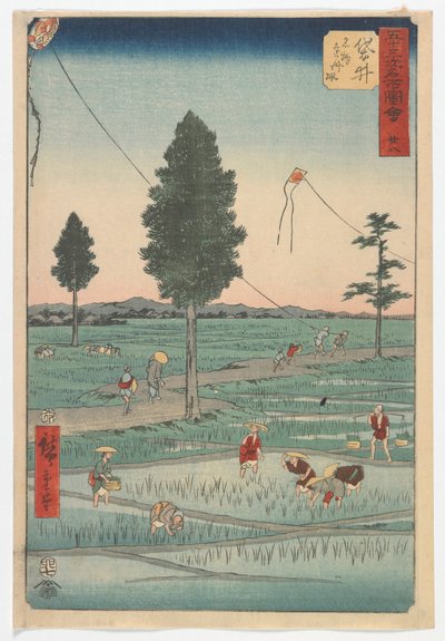 Veintiocho, Fukuroi, período Edo, 1855 de Utagawa Hiroshige