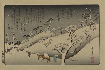 Nieve al atardecer en la colina Asuka. De la serie Ocho vistas en los alrededores de Edo de Utagawa Hiroshige