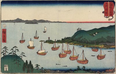 Uraga en la provincia de Sagami, julio de 1858 de Utagawa Hiroshige