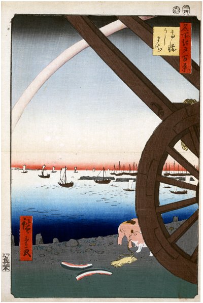 Ushimachi, Takanawa Cien vistas famosas de Edo, 1856-1858 de Utagawa Hiroshige