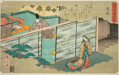 Utsusemi, de la serie "Cincuenta y cuatro capítulos del cuento de Genji (Genji monogatari gojuyonjo)" de Utagawa Hiroshige