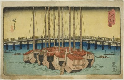 Vista del puente Eitai, de la serie "Lugares famosos en Edo" de Utagawa Hiroshige