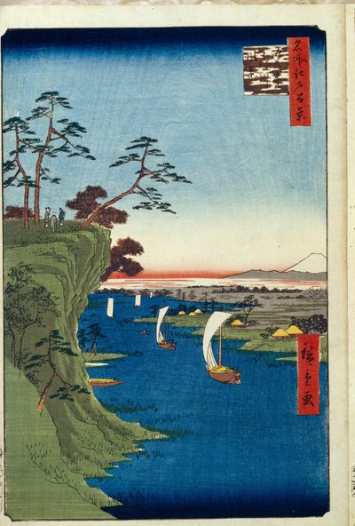Vista de Konodai y el río Tone, Cien vistas famosas de Edo, 1856-1858 de Utagawa Hiroshige