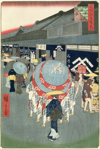 Vista de Nihonbashi Tori-itchome, placa 44 de Cien vistas de Edo de Utagawa Hiroshige
