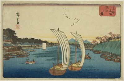 Vista del río Sumida, de la serie "Lugares famosos de la capital oriental" de Utagawa Hiroshige