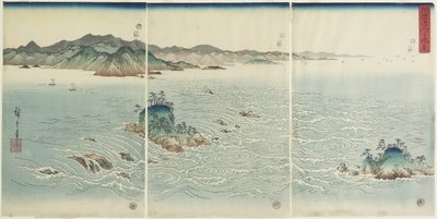 Vista de los remolinos en la provincia de Awa, 1857 de Utagawa Hiroshige